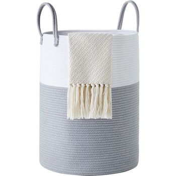 58 L White And Grey Cotton Rope Woven Storage Basket, 7 of 8