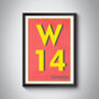 W14 Hammersmith London Postcode Typography Print, thumbnail 5 of 11