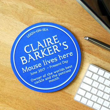 Personalised Blue Plaque Mouse Mat, 5 of 6