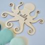 Personalised Octopus Wooden Name Sign, thumbnail 2 of 4