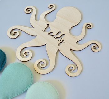 Personalised Octopus Wooden Name Sign, 2 of 4