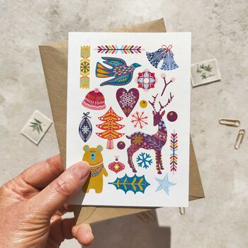 Scandinavian Block Print Christmas Card, 6 of 7