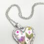 Silver Colour Heart Necklace With Pink Flowers, thumbnail 2 of 7