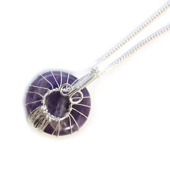 Amethyst Tree Of Life Gemstone Necklace | Silver Plated, 2 of 6