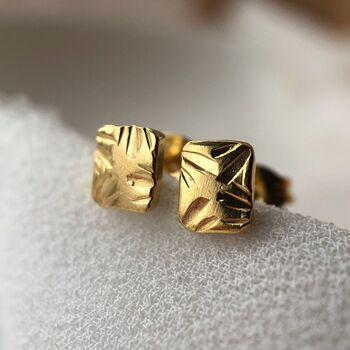 Small Square Textured Studs, 2 of 12