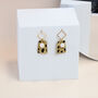 Leopard Print Faux Fur Earrings Gold Plated, thumbnail 3 of 6