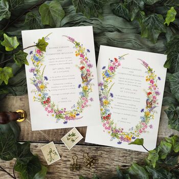 Wildflower A5 Oval Invitation Suite, 2 of 6