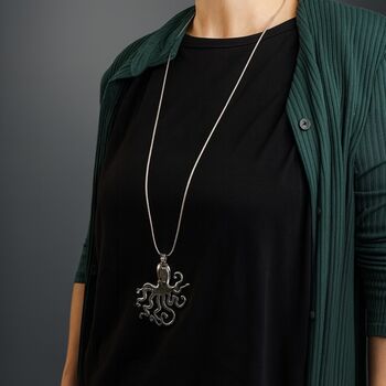 Long Statement Octopus Pendant Necklace, 4 of 6