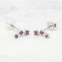 Minimalist Ruby July Birthstone Climber Silver Earrings, thumbnail 1 of 4