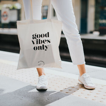 Good Vibes Only Cotton Tote Bag, 2 of 4