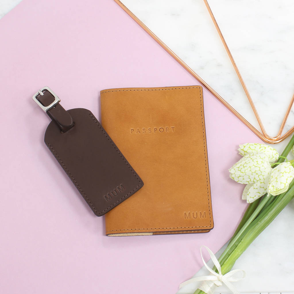 Italian Leather Passport Cover And Luggage Tag
