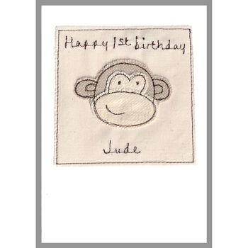 Personalised Monkey 1st Or Any Birthday Card For Girl, 2 of 11