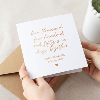 Number Of Days Together Foiled Copper Anniversary Card, 2 of 2