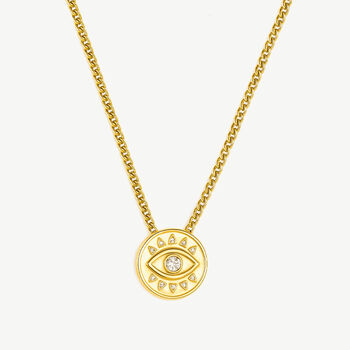 Gold Or Silver Women’s Evil Eye Coin Pendant Necklace, Spiritual Jewellery, 5 of 7