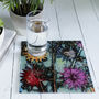 Artistic Green Floral Glass Coaster Set, thumbnail 1 of 2