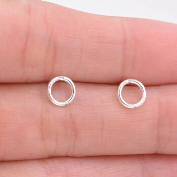 Sterling Silver Tiny Open Circle Stud Earrings, 8 of 12