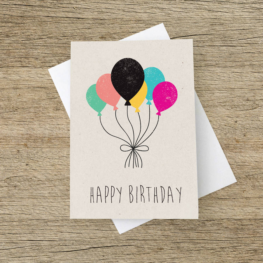 'happy Birthday' Balloons Card By The Strawberry Card Company 