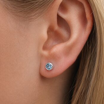 Sterling Silver March Aquamarine Birthstone Stud Earrings, 5 of 8