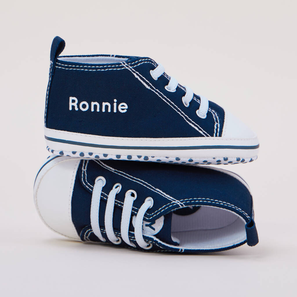 Personalised Navy Blue High Tops Trainers, 1 of 4