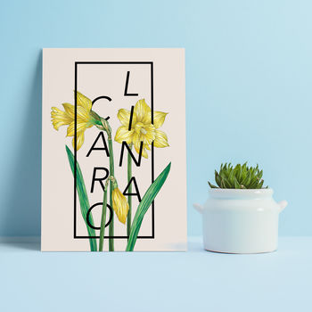 Personalised Daffodil Botanical Flower Print, 2 of 7