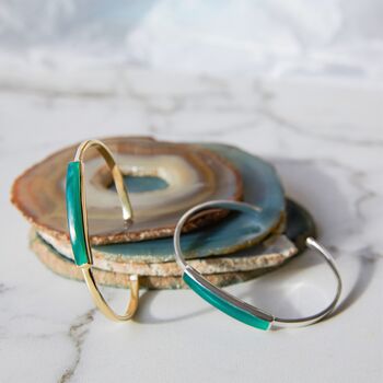 Green Onyx Gold Plated Silver Adjustable Gemstone Bangle Bracelet, 5 of 9