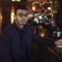 Mens Midnight Navy Velvet Slim Style Tie, thumbnail 3 of 8