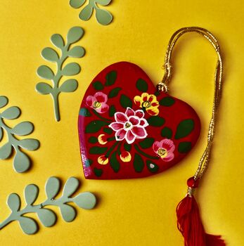 Kashmiri Floral Heart Christmas Bauble, 2 of 2