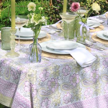 Purple And Green Floral Tablecloth, 9 of 9