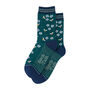 Winter Bees Floral Bamboo Ankle Socks Women's Green, thumbnail 3 of 3