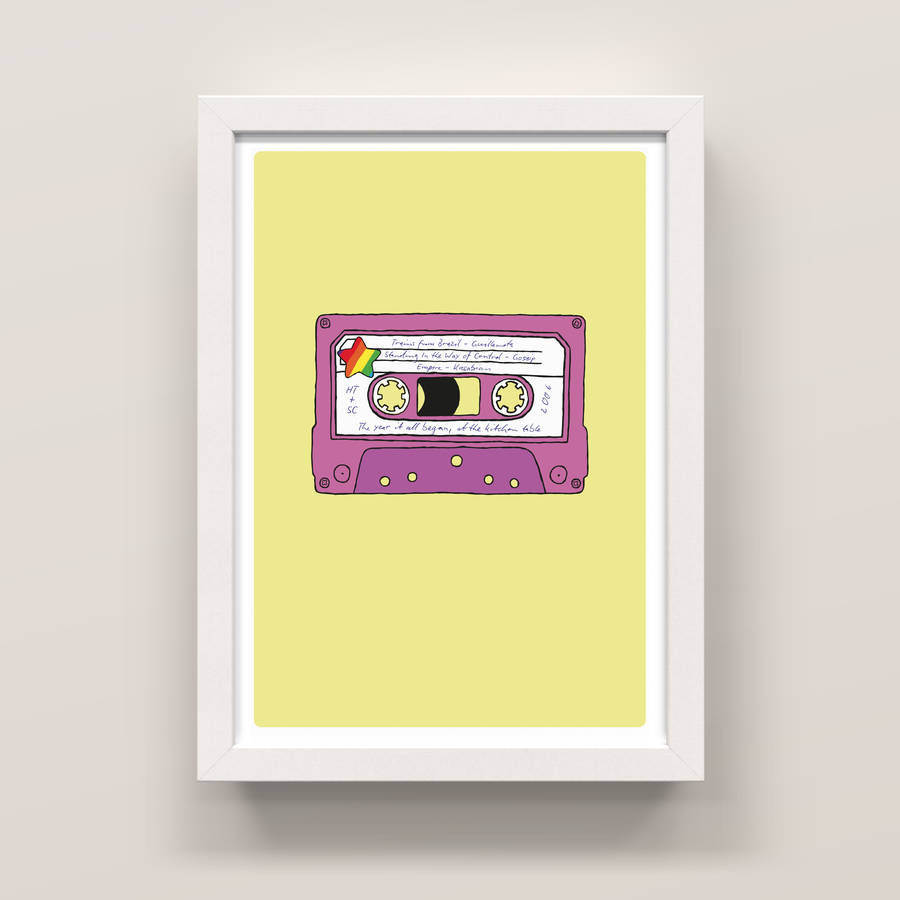 Personalised Cassette Tape Print By Yve Print Co. | notonthehighstreet.com