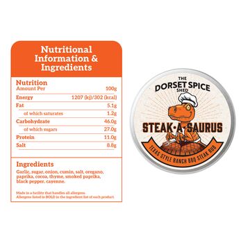 New! Jurassic BBQ Rubs Gift Set Three Roaringly Great Rubs Free Greetings Card, 7 of 10