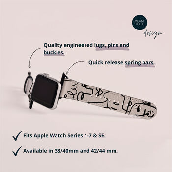 Line Art Faces Vegan Leather Apple Watch Band, 5 of 6