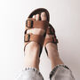 Leather Sandals With Memory Foam Insole In Honey, thumbnail 4 of 8