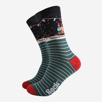 Christmas Pudding Treats Food Drinks Men's Bamboo Socks Gift Box, 4 of 4