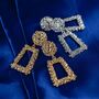 Vintage Hollow Geometric Foil Square Drop Earrings, thumbnail 6 of 8