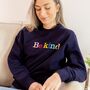 Be Kind Embroidered Letters Sweatshirt Navy, thumbnail 4 of 4