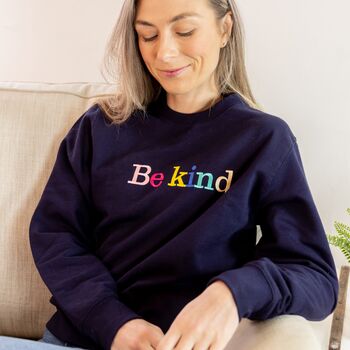 Be Kind Embroidered Letters Sweatshirt Navy, 4 of 4