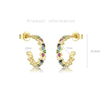 Gold Plated Multicoloured Rainbow Half Hoop Stud Earrings, 2 of 4