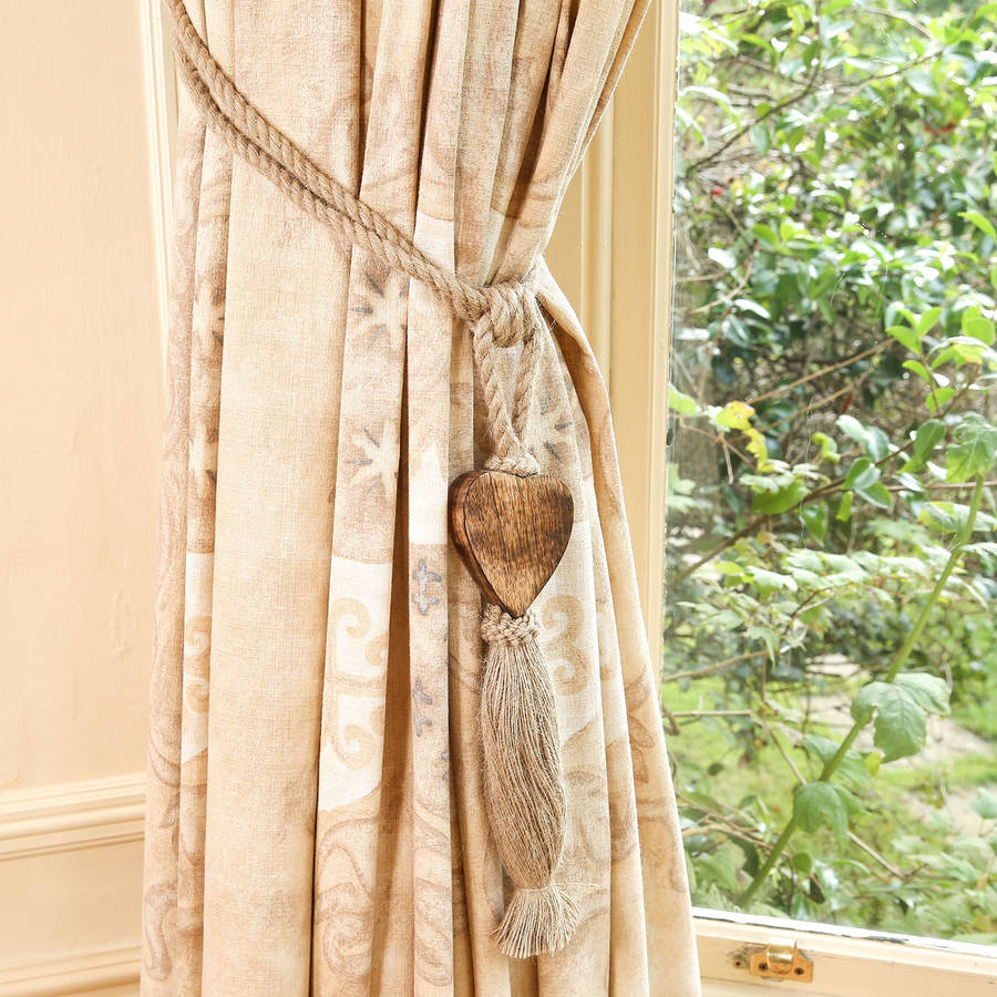 country cottage jute and reclaimed wood curtain tie by dibor