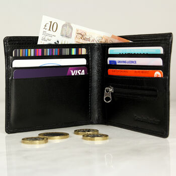 Personalised Black Leather Wallet, 5 of 6