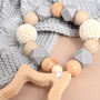 Personalised Grey Baby Teether With Engraved Wooden Star, thumbnail 3 of 3