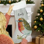 Personalised Robin Silver Grey Stocking, thumbnail 2 of 4
