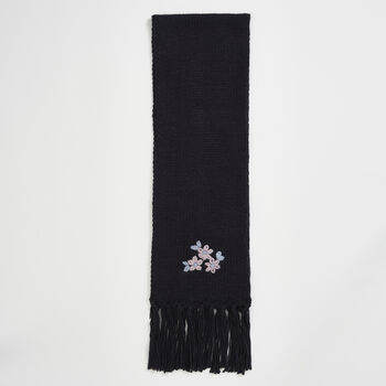 Forget Me Not Knitted Navy Scarf, 5 of 5