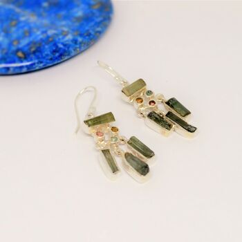 Green Tourmaline Sterling Silver Earrings, 6 of 9
