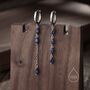 Asymmetric Sapphire Blue Cz Dangle Huggie Hoop Earrings, thumbnail 1 of 11