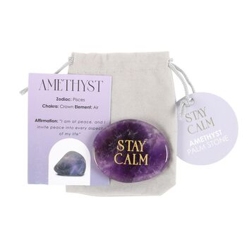 Stay Calm Amethyst Crystal Palm Stone, 3 of 4