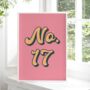 Retro House Number Print Colourful Wall Art, thumbnail 3 of 5