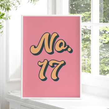 Retro House Number Print Colourful Wall Art, 3 of 5