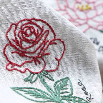 Birth Flower Embroidery Hobby Napkin Set Craft Kit Gift, 3 of 7