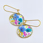 Real Flowers Round Drop Earrings Small Hand Made, thumbnail 2 of 12